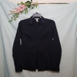 H&M Navy buttoup top sz 8 [555]